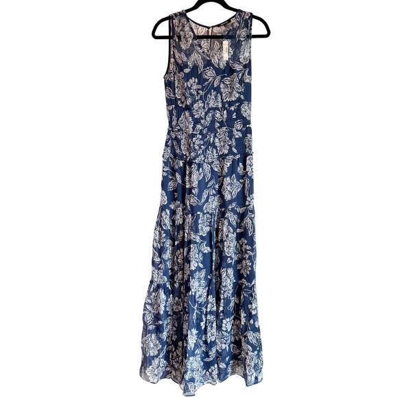Madewell Women's Sheer V-Neck Maxi Dress in Saylor Floral Navy Size 2 NWT - Picture 15 of 15